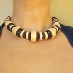 Vintage horn and bone dichromatic necklace